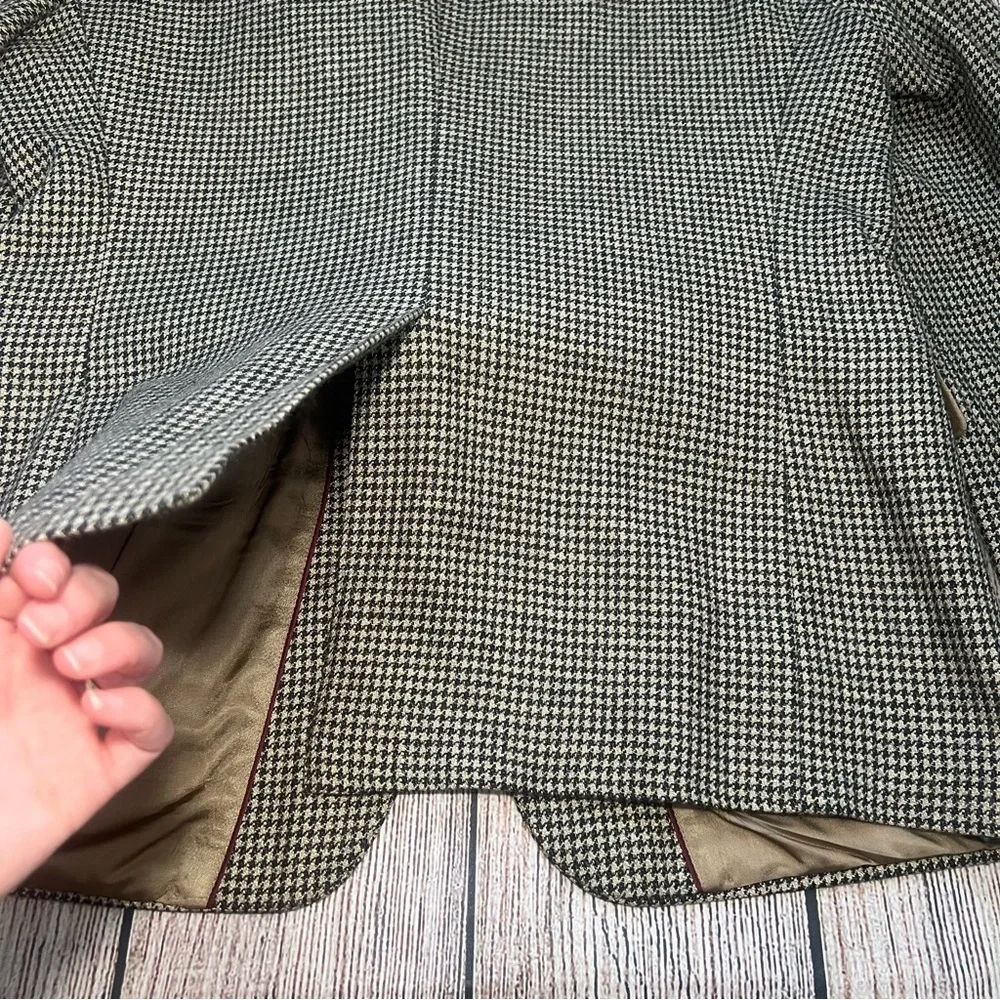 VTG Evan Picone Tweed Mens Jacket 42 Short‎ Brown Houndstooth Check Wool Blazer